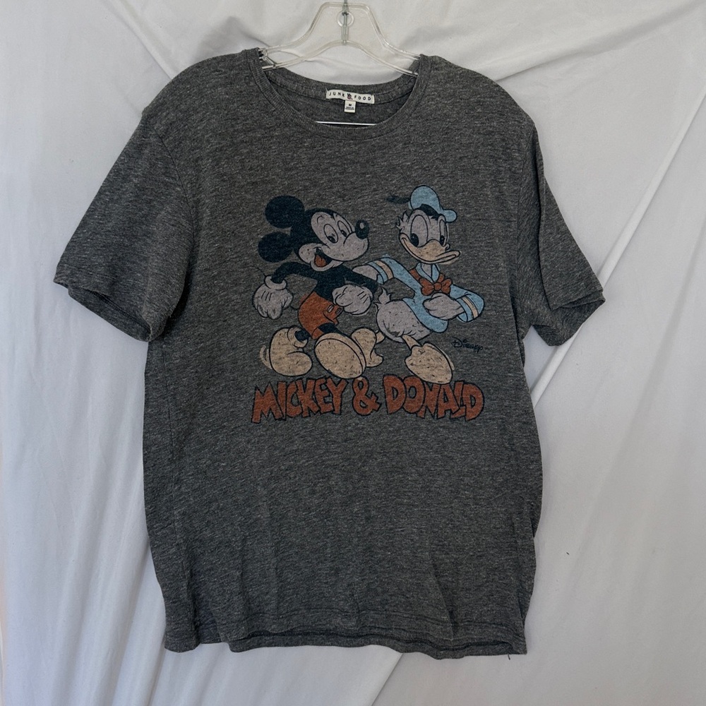 Junk food mickey mouse and Donald Duck grey  t-shirt size medium